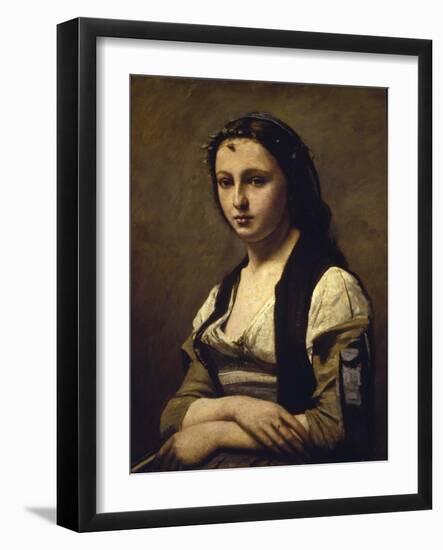 The Woman with the Pearl-Jean-Baptiste-Camille Corot-Framed Giclee Print