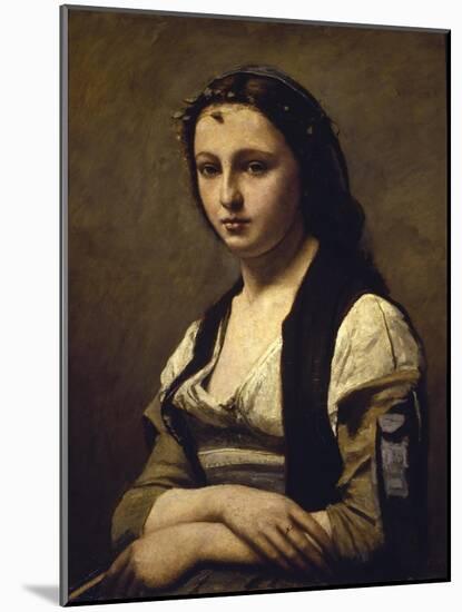 The Woman with the Pearl-Jean-Baptiste-Camille Corot-Mounted Giclee Print