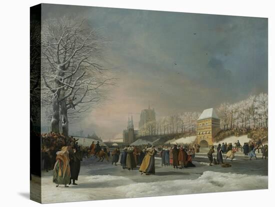 The Women's Speed-Skating Race on the Westersingel in Leeuwarden, January 21, 1809-Nicolaas Baur-Stretched Canvas