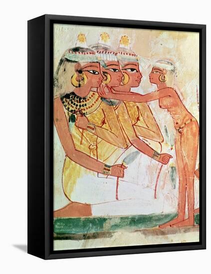 The Women's Toilet, from the Tomb of Nakht, New Kingdom, circa 1400 BC (Wall Painting)-null-Framed Stretched Canvas