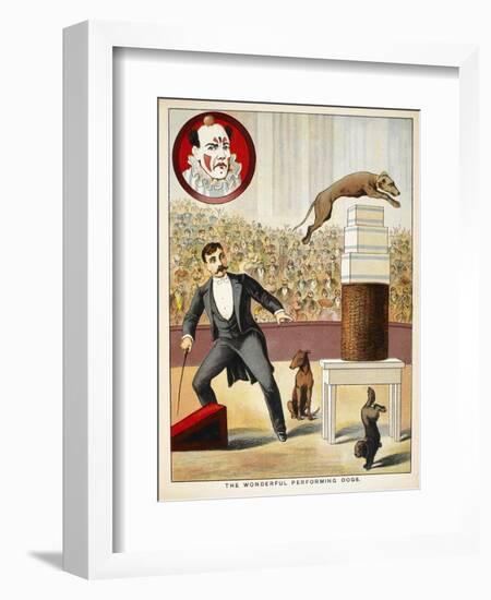 The Wonderful Performing Dogs'. an Act Involving Dogs in a Circus Ring-null-Framed Giclee Print