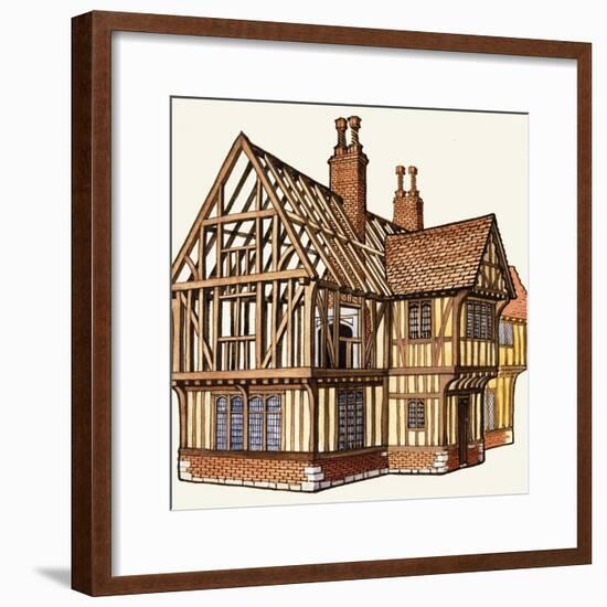 The Wonderful Story of Britain: Building a Tudor House-Peter Jackson-Framed Giclee Print