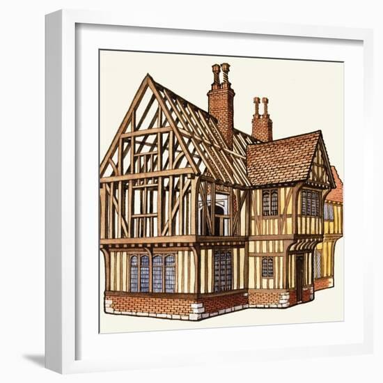 The Wonderful Story of Britain: Building a Tudor House-Peter Jackson-Framed Giclee Print