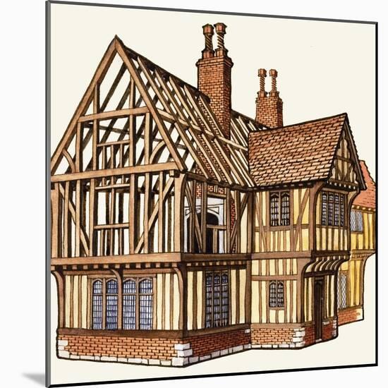 The Wonderful Story of Britain: Building a Tudor House-Peter Jackson-Mounted Giclee Print