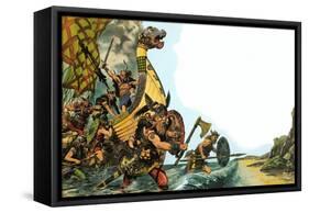 The Wonderful Story of Britain: The Coming of the Vikings-Peter Jackson-Framed Stretched Canvas