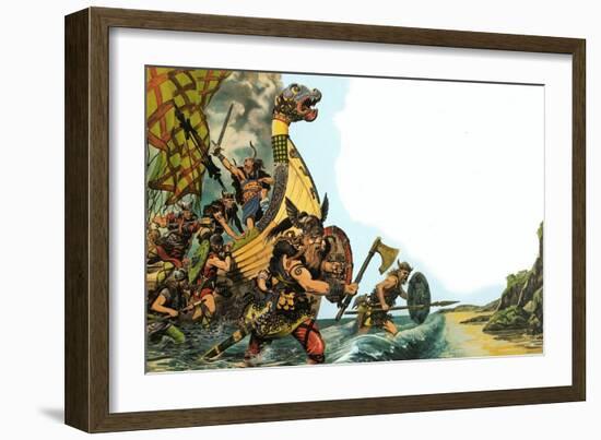 The Wonderful Story of Britain: The Coming of the Vikings-Peter Jackson-Framed Giclee Print