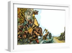 The Wonderful Story of Britain: The Coming of the Vikings-Peter Jackson-Framed Giclee Print