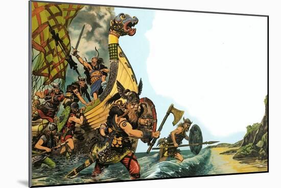 The Wonderful Story of Britain: The Coming of the Vikings-Peter Jackson-Mounted Giclee Print