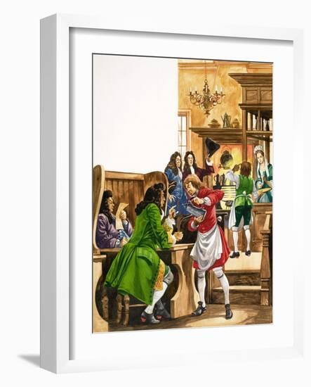 The Wonderful Story of Britain: The Wonderful Coffee-Houses-Peter Jackson-Framed Giclee Print