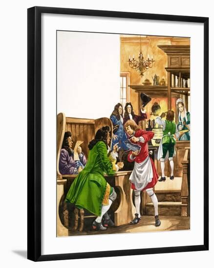 The Wonderful Story of Britain: The Wonderful Coffee-Houses-Peter Jackson-Framed Giclee Print