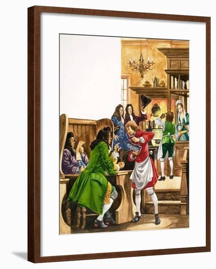 The Wonderful Story of Britain: The Wonderful Coffee-Houses-Peter Jackson-Framed Giclee Print