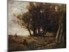 'The Wood Gatherers', c1843-Jean-Baptiste-Camille Corot-Mounted Giclee Print