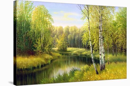 The Wood River In Autumn Day-balaikin2009-Stretched Canvas