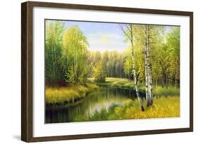 The Wood River In Autumn Day-balaikin2009-Framed Art Print