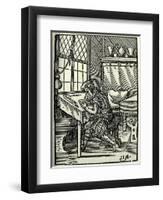 The Woodblock Cutter, 1568-Jost Amman-Framed Giclee Print