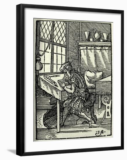 The Woodblock Cutter, 1568-Jost Amman-Framed Giclee Print