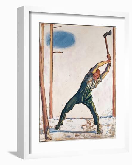 The Woodcutter Par Hodler, Ferdinand (1853-1918), 1910 - Oil on Canvas, 130,8X101 - Ohara Museum Of-Ferdinand Hodler-Framed Giclee Print