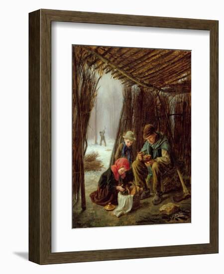 The Woodcutter's Meal, 1873 (Oil on Panel)-Pierre Edouard Frere-Framed Giclee Print