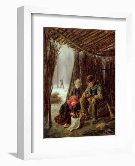 The Woodcutter's Meal, 1873 (Oil on Panel)-Pierre Edouard Frere-Framed Giclee Print