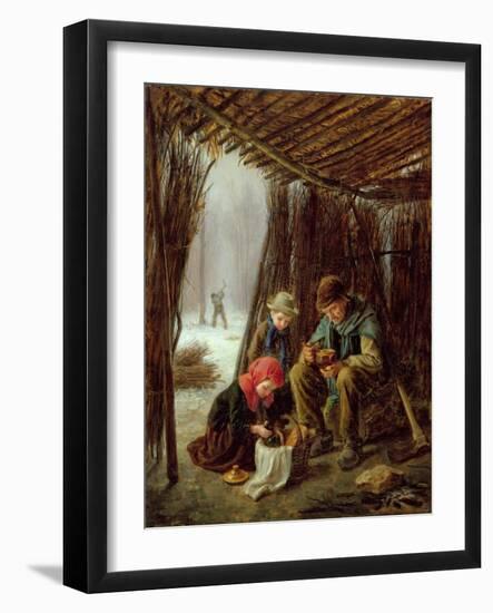 The Woodcutter's Meal, 1873 (Oil on Panel)-Pierre Edouard Frere-Framed Giclee Print