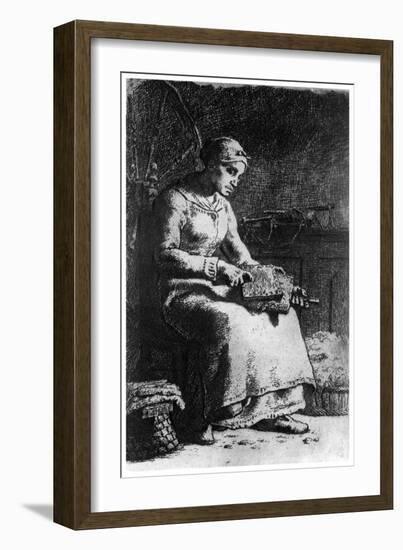 The Wool Carder, C1835-1875-Jean Francois Millet-Framed Giclee Print