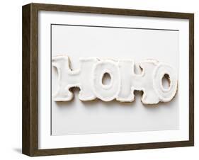 The Word Hoho in Gingerbread with White Icing-null-Framed Photographic Print