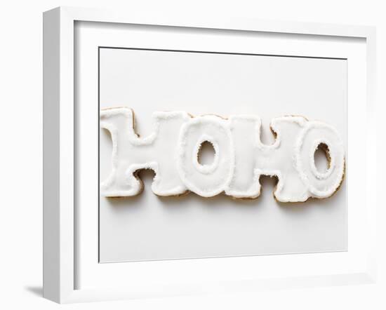 The Word Hoho in Gingerbread with White Icing-null-Framed Photographic Print