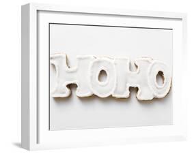 The Word Hoho in Gingerbread with White Icing-null-Framed Photographic Print