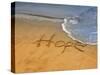 The Word Hope Carved, Popham Beach, Phippsburg, Maine, USA-Kathleen Clemons-Stretched Canvas