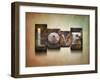 The Word "Love". Random Letterpress Type On Grunge Background-Piko72-Framed Art Print