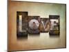 The Word "Love". Random Letterpress Type On Grunge Background-Piko72-Mounted Art Print