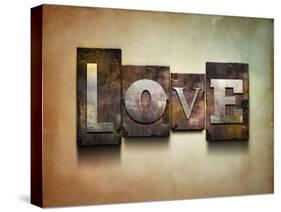 The Word "Love". Random Letterpress Type On Grunge Background-Piko72-Stretched Canvas