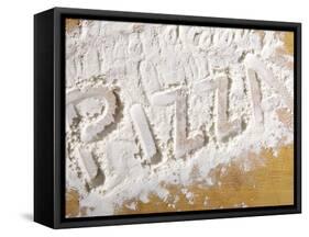 The Word 'PIZZA' Written in Flour-Yehia Asem El Alaily-Framed Stretched Canvas
