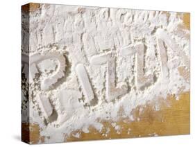 The Word 'PIZZA' Written in Flour-Yehia Asem El Alaily-Stretched Canvas