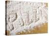 The Word 'PIZZA' Written in Flour-Yehia Asem El Alaily-Stretched Canvas