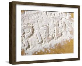 The Word 'PIZZA' Written in Flour-Yehia Asem El Alaily-Framed Photographic Print