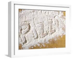 The Word 'PIZZA' Written in Flour-Yehia Asem El Alaily-Framed Photographic Print