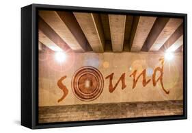 The Word Sound with Bass Speaker as Graffiti-Semmick Photo-Framed Stretched Canvas