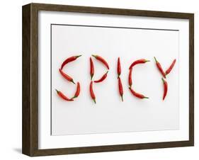 The Word 'SPICY' Written in Red Chillies-Peter Rees-Framed Photographic Print