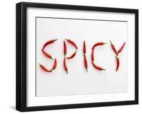 The Word 'SPICY' Written in Red Chillies-Peter Rees-Framed Photographic Print