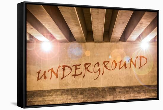 The Word Underground Painted as Graffiti-Semmick Photo-Framed Stretched Canvas