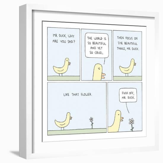 The World and Mr. Duck-Reza Farazmand-Framed Art Print