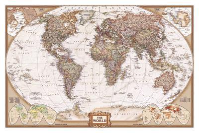 Rond en rond Een trouwe kool The World Map' Prints | AllPosters.com