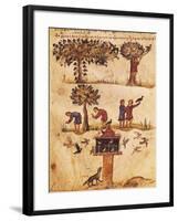 The World of Birds, Miniature from De Venatione, Greek Treatise on Hunting-null-Framed Giclee Print