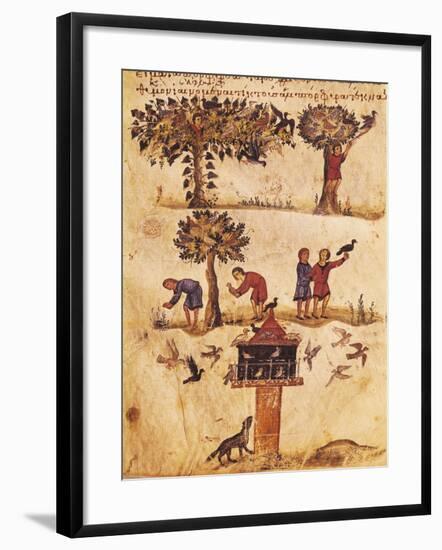 The World of Birds, Miniature from De Venatione, Greek Treatise on Hunting-null-Framed Giclee Print