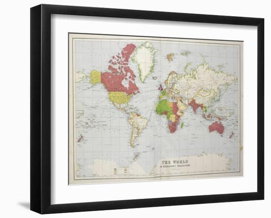 The World on Mercator's Projection, 1920-null-Framed Giclee Print