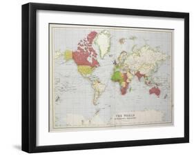 The World on Mercator's Projection, 1920-null-Framed Giclee Print