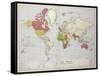 The World on Mercator's Projection, 1920-null-Framed Stretched Canvas