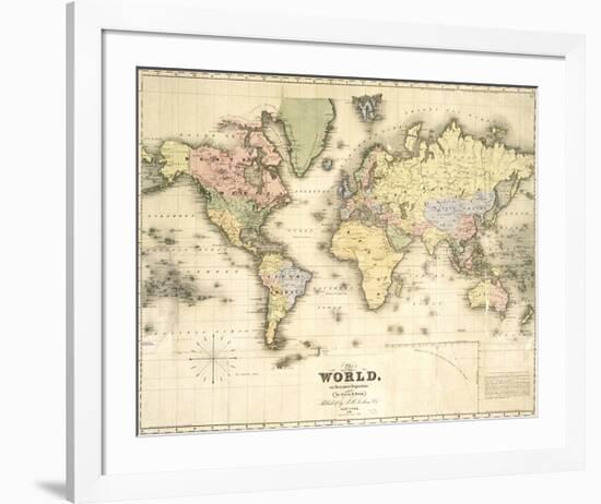 The World, on Mercator's Projection-David H^ Burr-Framed Premium Giclee Print