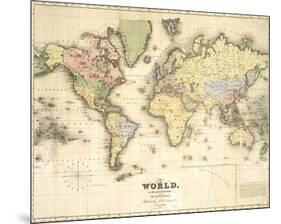 The World, on Mercator's Projection-David H^ Burr-Mounted Premium Giclee Print